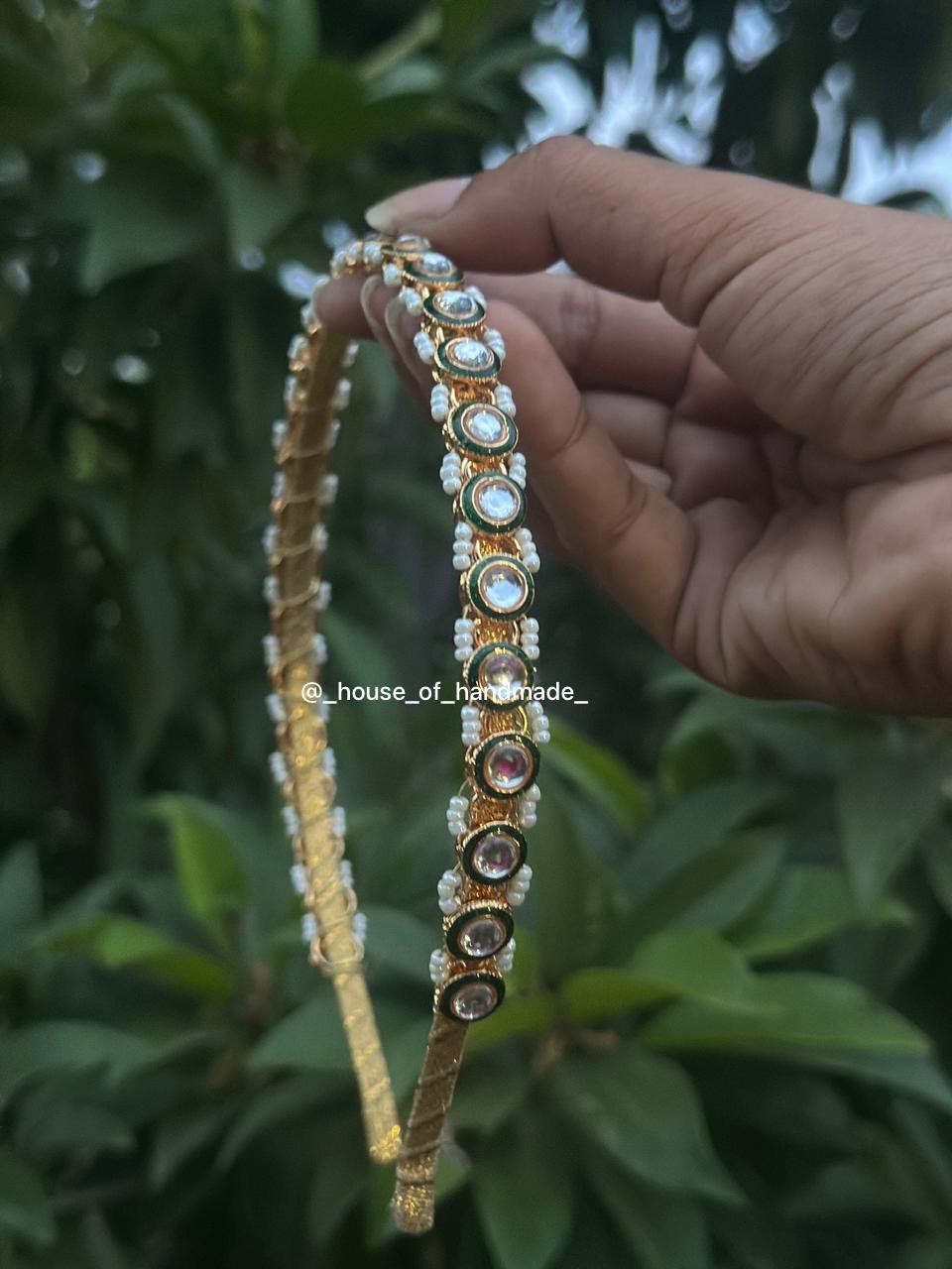 1 10 Handcrafted Kundan Pearl Bridal Headband Handcrafted Kundan Pearl Bridal Headband