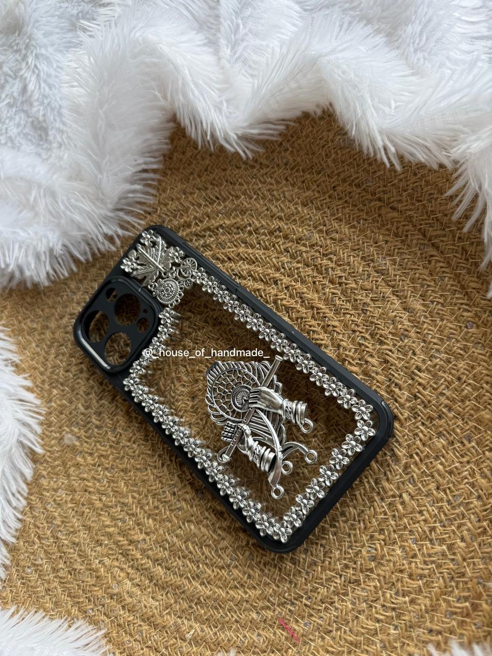 1 5 Handmade Oxidised Silver Designer Phone Case – Ethnic Style Handmade Oxidised Silver Designer Phone Case – Ethnic Style