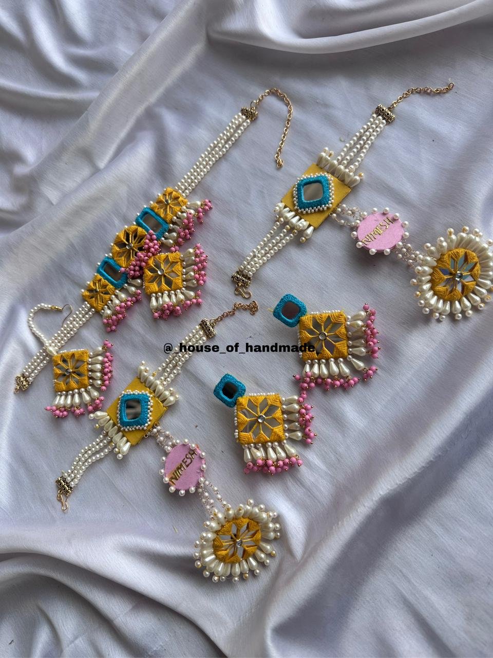 13 1 Yellow Blue Pearl Jewelry Set Yellow Blue Pearl Jewelry Set