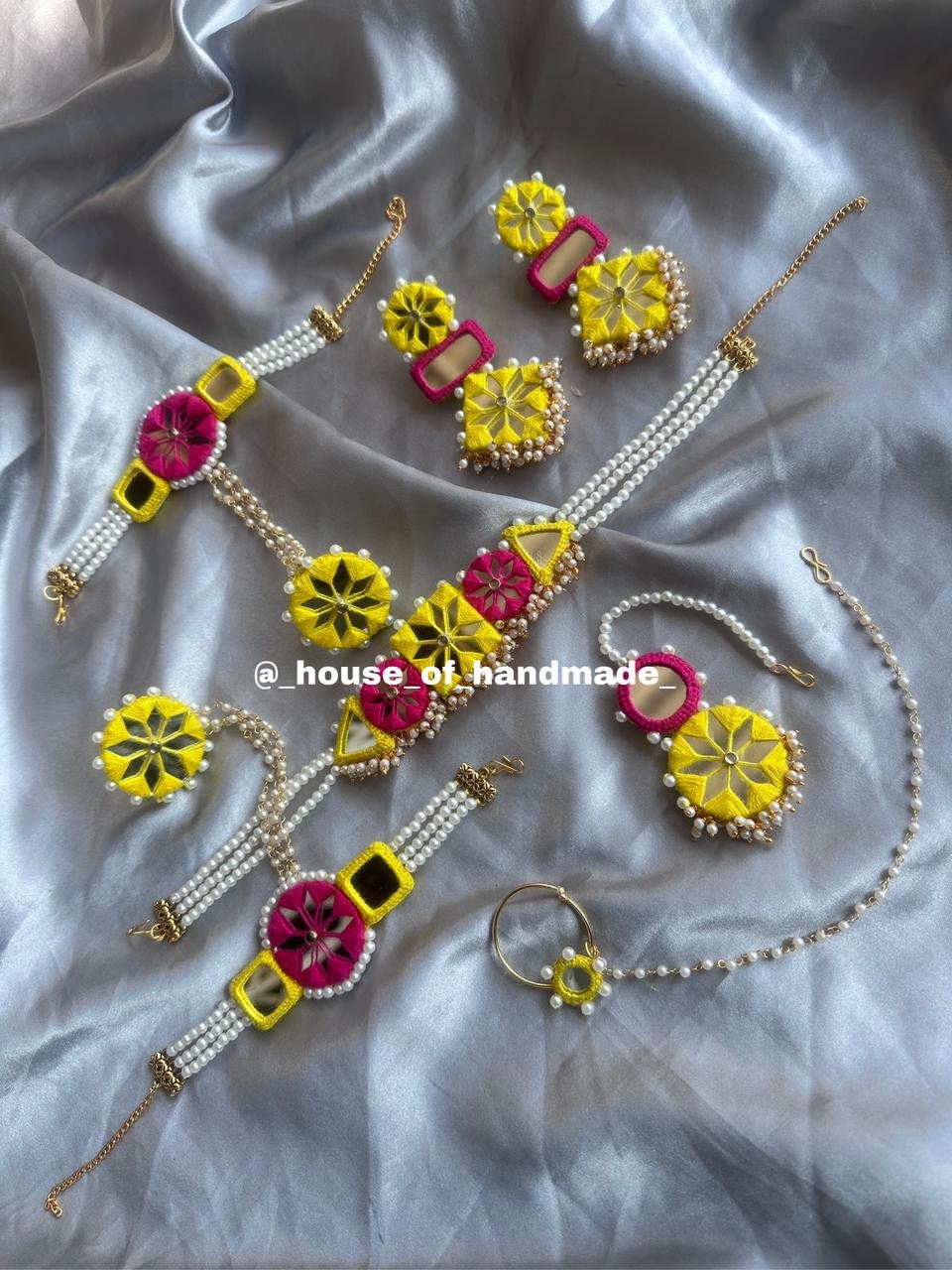 14 1 Yellow Pink Pearl Jewelry Set Yellow Pink Pearl Jewelry Set