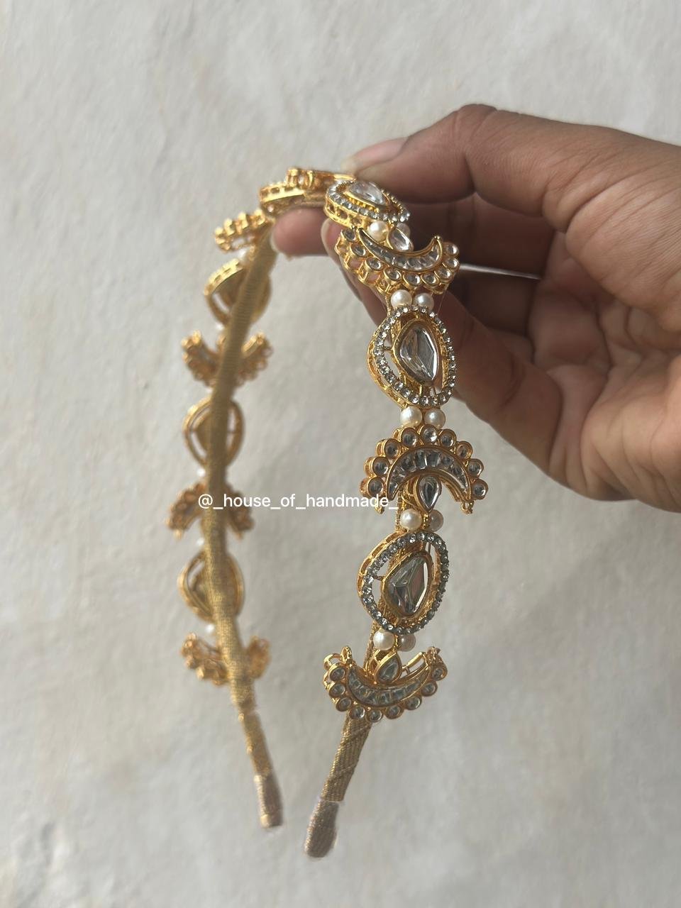 2 9 Royal Kundan Gold Bridal Headband Royal Kundan Gold Bridal Headband