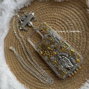 Handmade Temple Silver Phone Case with Chain