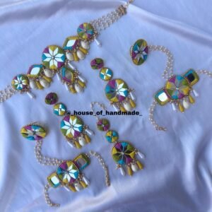 Handmade Haldi Bridal Jewellery Set with Colorful Mirror Work