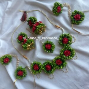 Red & Yellow Floral Shell Jewelry Set