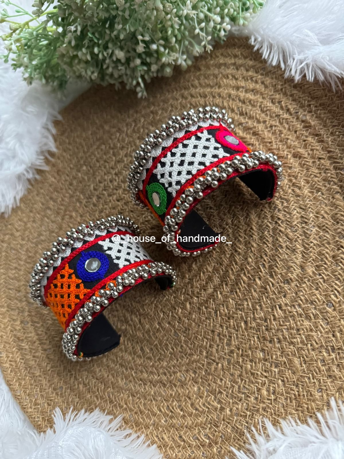 5 9 Mirror Work Embroidered Handcuffs – Ethnic Accessories Mirror Work Embroidered Handcuffs – Ethnic Accessories