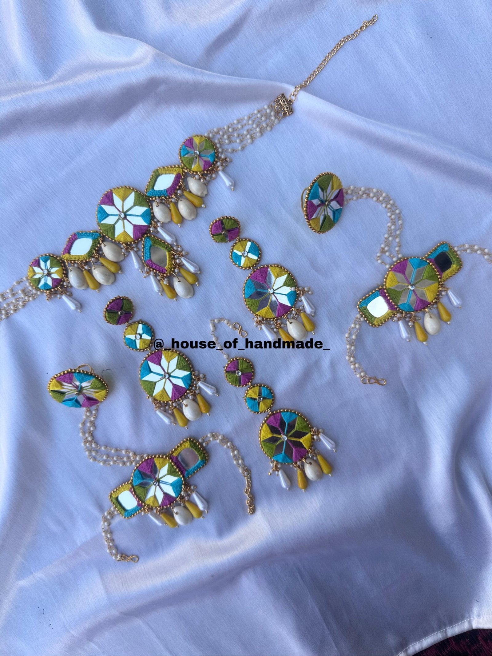 5 scaled Handmade Haldi Bridal Jewellery Set with Colorful Mirror Work Handmade Haldi Bridal Jewellery Set with Colorful Mirror Work