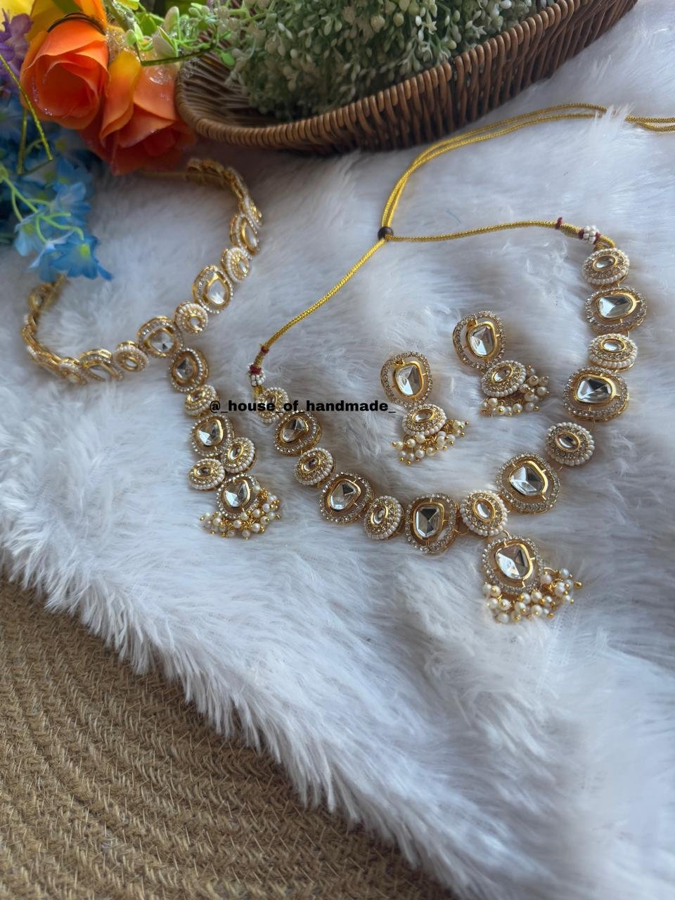 7 3 Handmade Oval Kundan Hairband Necklace Earrings Jewelry Set Handmade Oval Kundan Hairband Necklace Earrings Jewelry Set