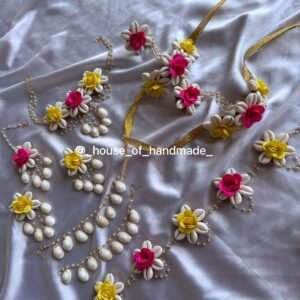 Pink & Yellow Floral Shell Jewelry Set