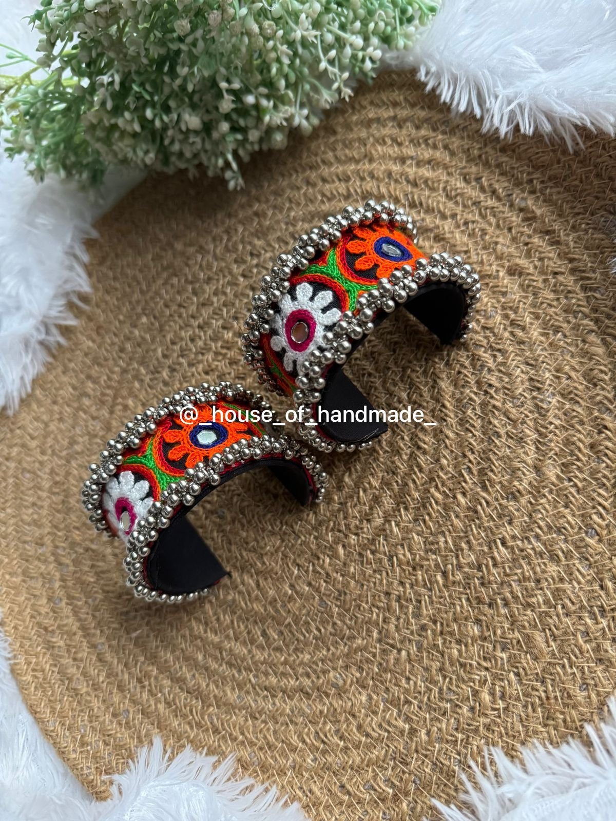 7 6 Handmade Embroidered Ethnic Bridal Handcuff Bangles Handmade Embroidered Ethnic Bridal Handcuff Bangles