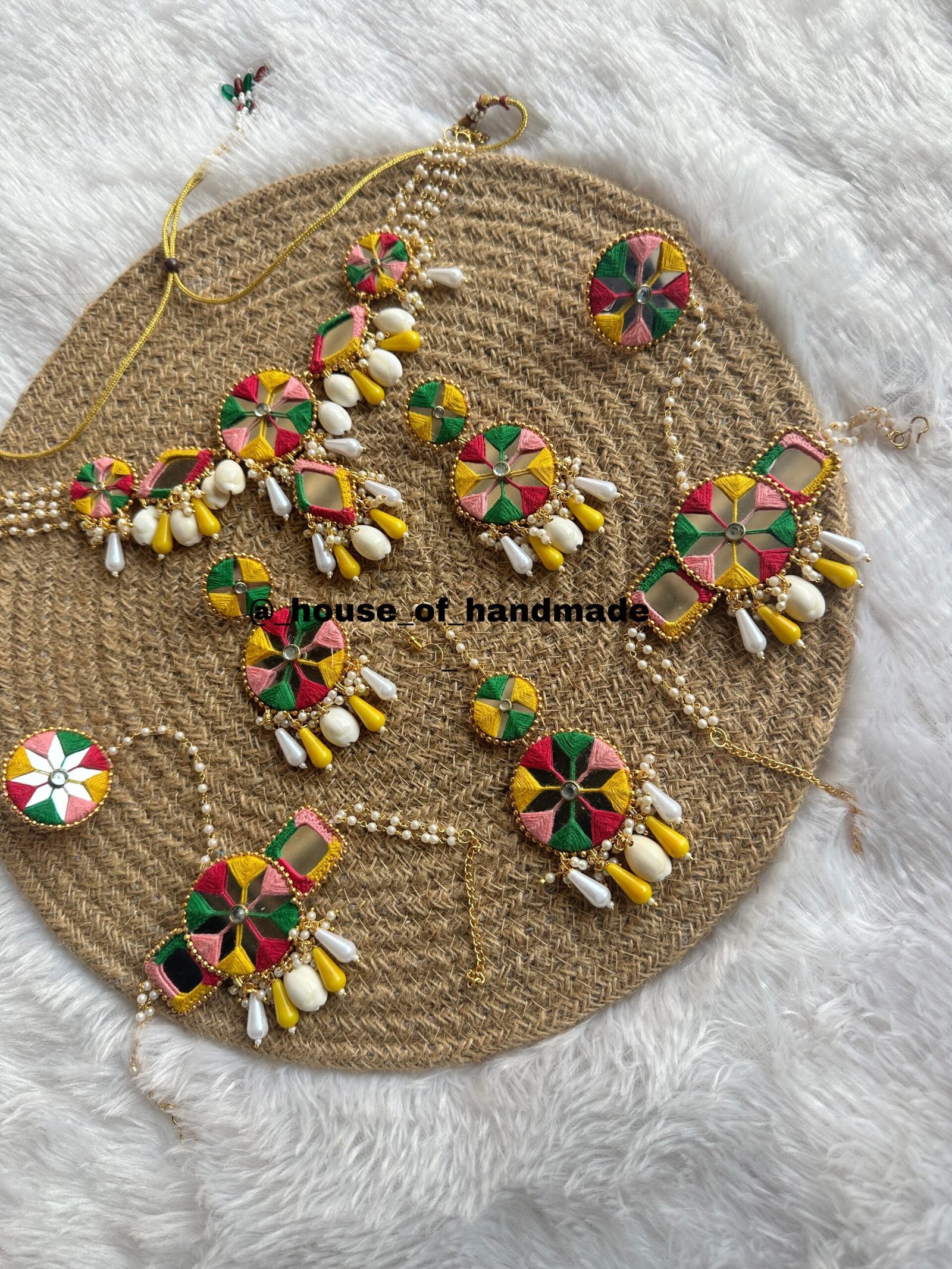 7 scaled Handmade Bridal Mehendi Jewellery – Colorful Haldi Set with Shells & Pearls Handmade Bridal Mehendi Jewellery – Colorful Haldi Set with Shells & Pearls