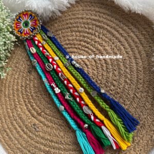 Multicolour boho brooch string with oxidise charms
