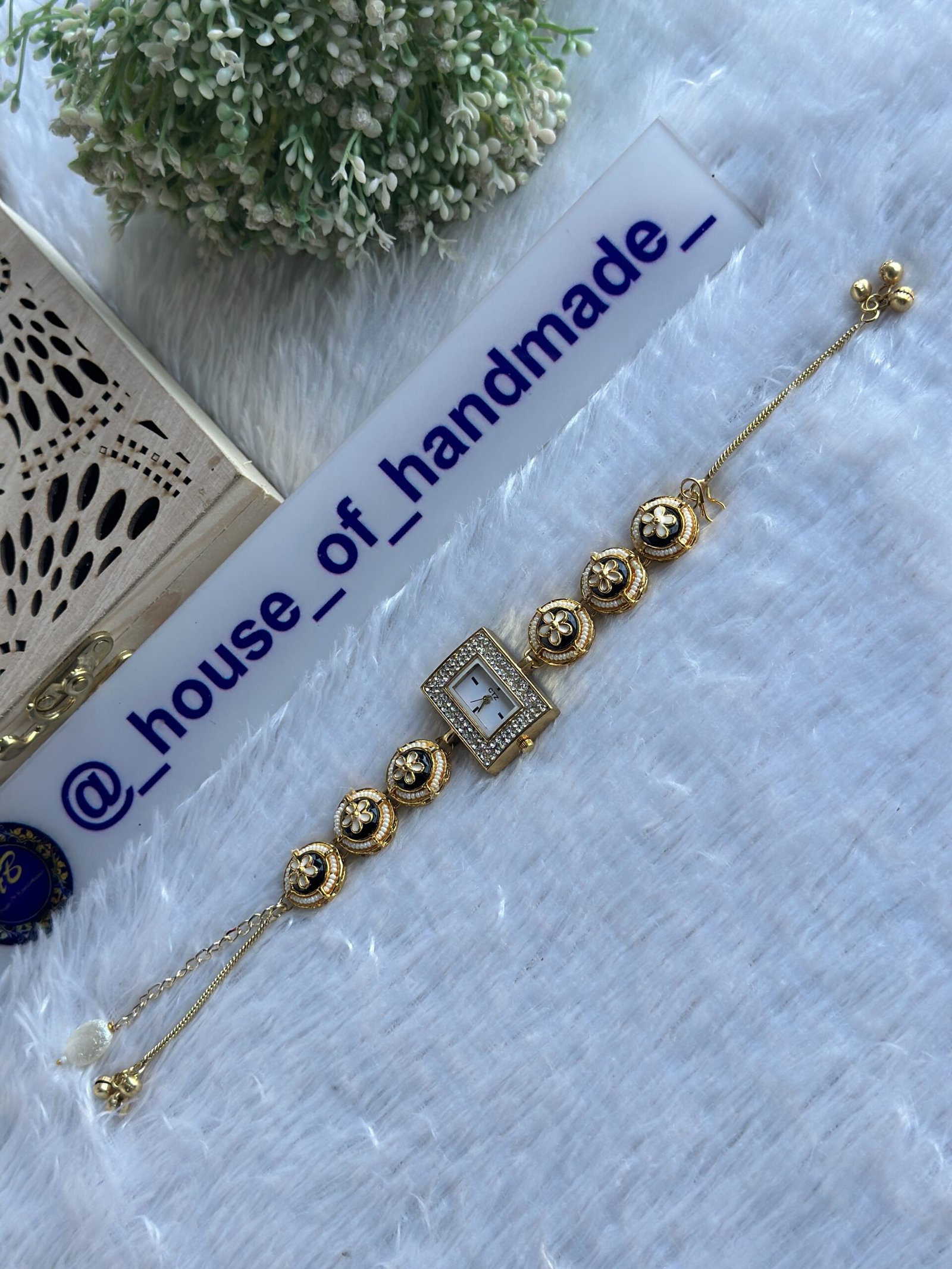 7DFF96EA D09A 46AC B665 2B7E5E8B0E8D scaled Kashmiri watch with black kundan & hanging Kashmiri watch with black kundan & hanging