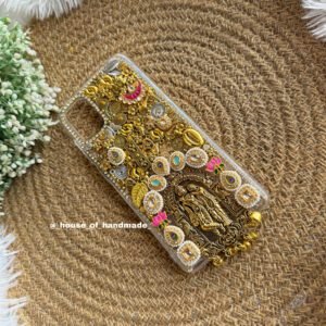 Golden charm case with kundan