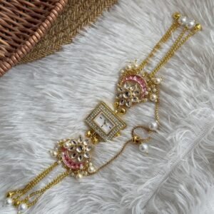 Baby pink moon Kashmiri watch with hanging