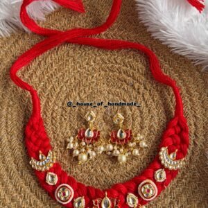 88F5B70D C4BA 4165 A182 34CE0B273020 Home Red thread choker with lotus earring