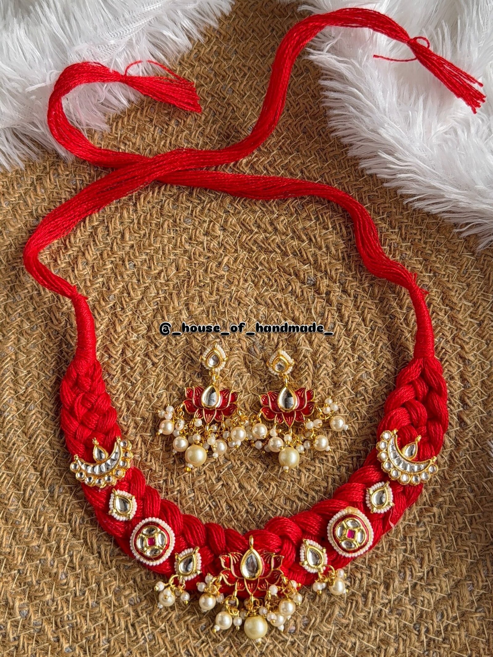 88F5B70D C4BA 4165 A182 34CE0B273020 scaled Red thread choker with lotus earring Red thread choker with lotus earring